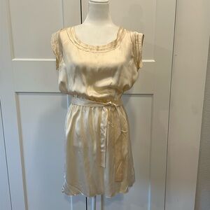 Barneys CO OP Ivory Silk Shift Dress M